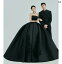 スタジオ 服 カップル 写真撮影 ブラック チューブ トップスス ウェデングドレス スモール テール ドレス