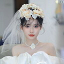 ブライダル ヘッドアクセサリー 結婚式 ウェディング パーティー 婦 花嫁 舞台 小道具 コスプレ レトロ ベール ヘッド ドレス エレガント フラワー メッシュ ガーランド ヘア アクセサリー フォレスト ドレス フォト アクセサリー グランド