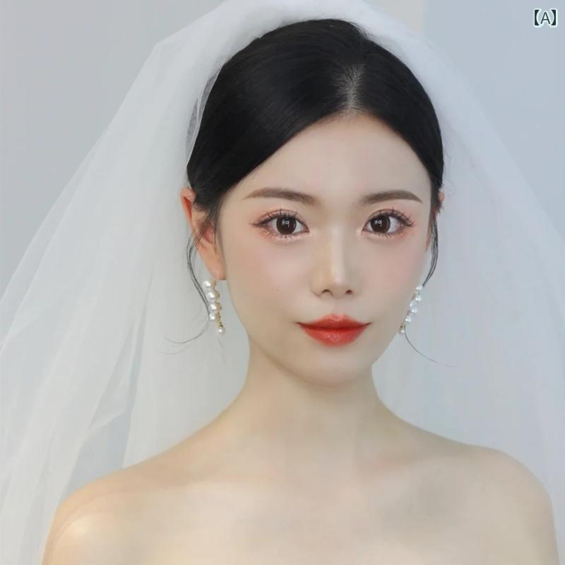 ブライダル アクセサリー ウェディング パーティー 結婚式 花嫁 婦 小物 パール イヤリング 韓国 個性 イヤリング