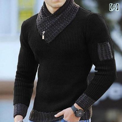 メンズ ブラウン パイル カラー 斜め ボタン ニット シャツ 韓国 スピリチュアル カジュアル カーディガン セーター