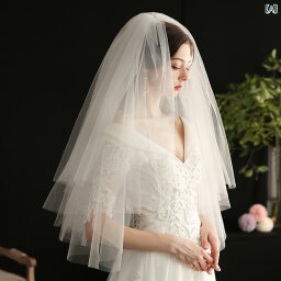 ブライダル アクセサリー ウェディング パーティー 結婚式 花嫁 婦 小物 韓国 白 二層 ベール スーパー フェアリー ショート ふわふわ 旅行 写真 ヘッド ドレス