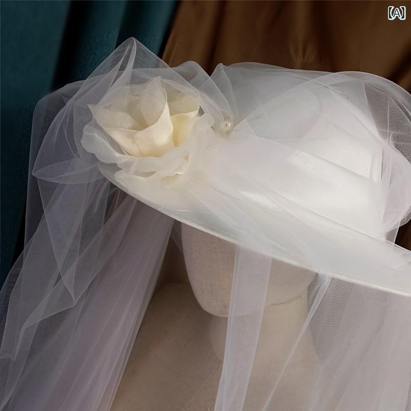ブライダル アクセサリー ウェディング パーティー 結婚式 花嫁 婦 小物 帽子 フレンチ レトロ 屋外 エレガント 帽子 フォレスト スーパー フェアリー ドレス ハット フォト 旅行 写真 帽子