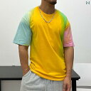 メンズ コットン タイダイ柄 ワイド コットン 半袖 Tシャツ ヒップ ホップ ストリート ダンス ヒップ ホップ