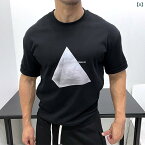 メンズ 厚手 綿 小さめ ネック ライン スリムフィット 半袖 Tシャツ ラウンドネック プルオーバー 春夏 強い スポーツマンシップ