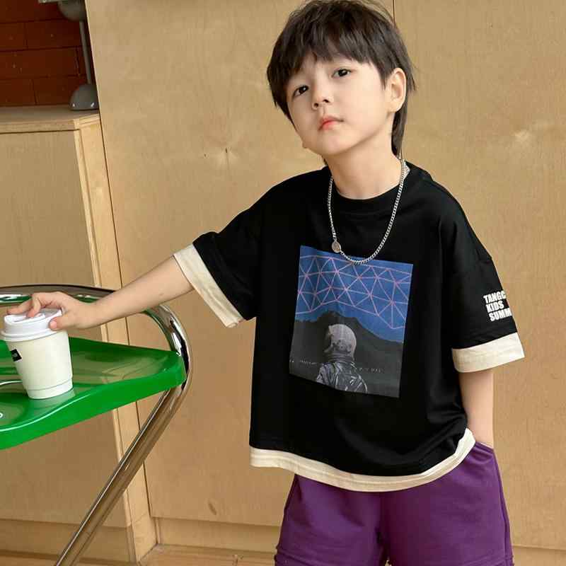 楽天コモドワークスキッズ トップス ファッション カジュアル おしゃれ 子供 Tシャツ 半袖 夏 男の子 プリントコットン ベビー 韓国 型 子供 トレンディ t