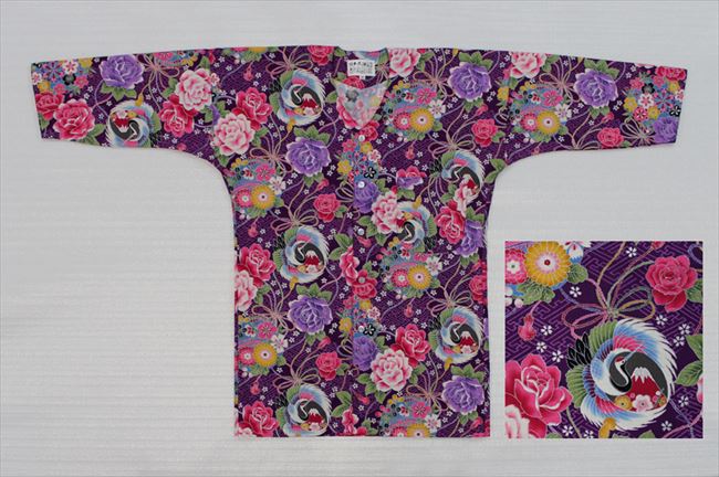 鯉口シャツ大人 数量限定 紫薔薇 メール対応しております。鯉口シャツ 花柄 祭り 和柄 制服 飲食店 和食店 居酒屋 ユニフォーム 男性 メンズ 女性 レディー...