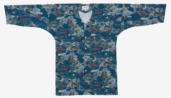 龍 鯉口シャツ メール対応しております。鯉口シャツ 花柄 祭り 和柄 制服 飲食店 和食店 居酒屋 ユニフォーム 男性 メンズ 女性 レディース 男女兼用