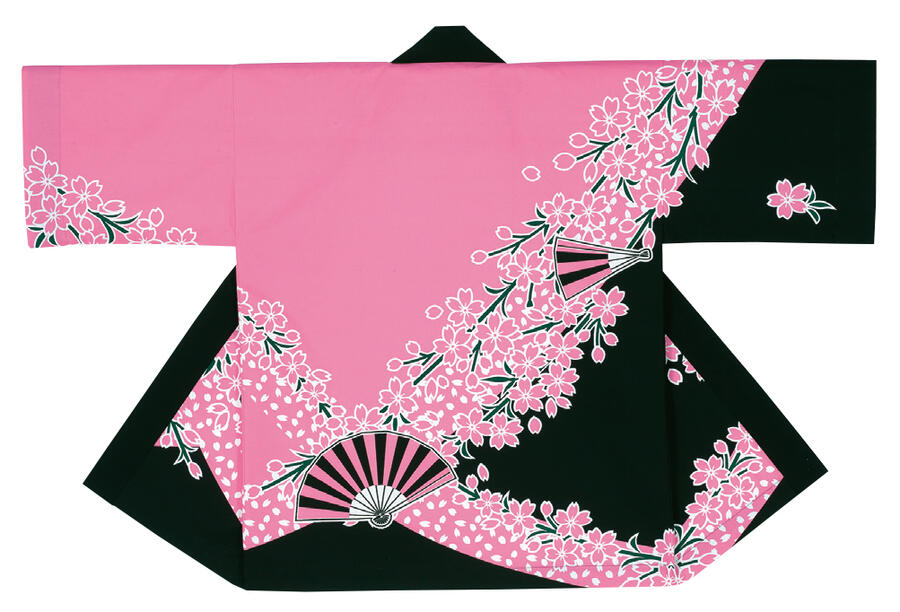 Rakuten - 法被　はっぴ屋の法被【枝垂れ桜に扇面】大人半纏,半被の腰紐は別売り　お祭り天国のハイセンスな法被