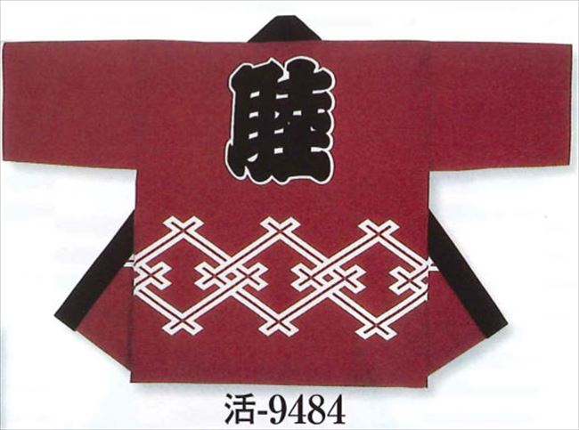 はっぴ屋の法被【茶系井桁風】大人半纏,半被の腰紐は別売りです。