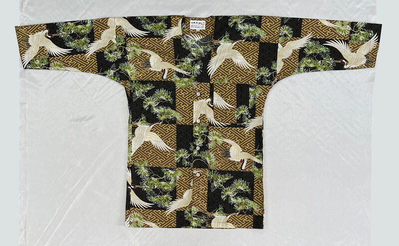 鯉口シャツ大人 数量限定 市松に鶴 鯉口シャツ 花柄 祭り 和柄 制服 飲食店 和食店 居酒屋 ユニフォーム 男性 メンズ 女性 レディース 男女兼用