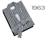 サイズ（　M　）【旅館浴衣　定番のクサリ1963】【寝巻き浴衣】本体白地に黒い柄（共生地帯付き）織り帯はまとめ買いで追加可能！　同じ物ならどこよりも安く！
