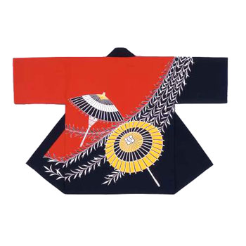 反応染大人半纏,法被「傘柳」男女ともに人気ですがとにかく多いのが●●女性部などの女性の集まりです