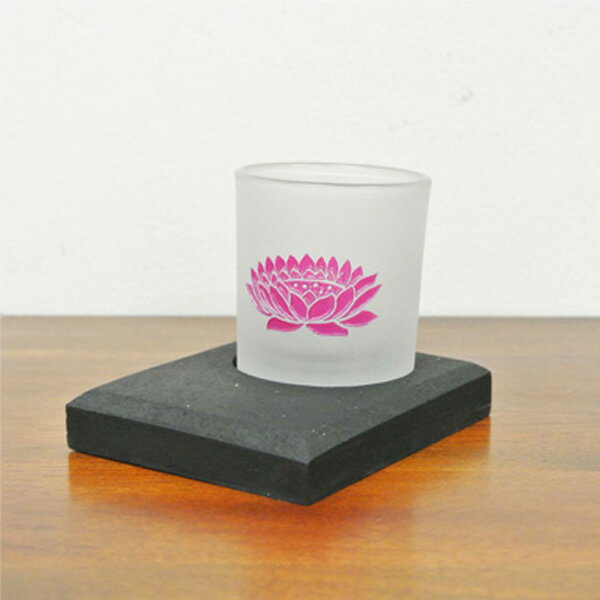 (ロータス ガラス キャンドルグラス[パープル])アジアン 雑貨 キャンドルホルダー ガラス ロータス 燭..