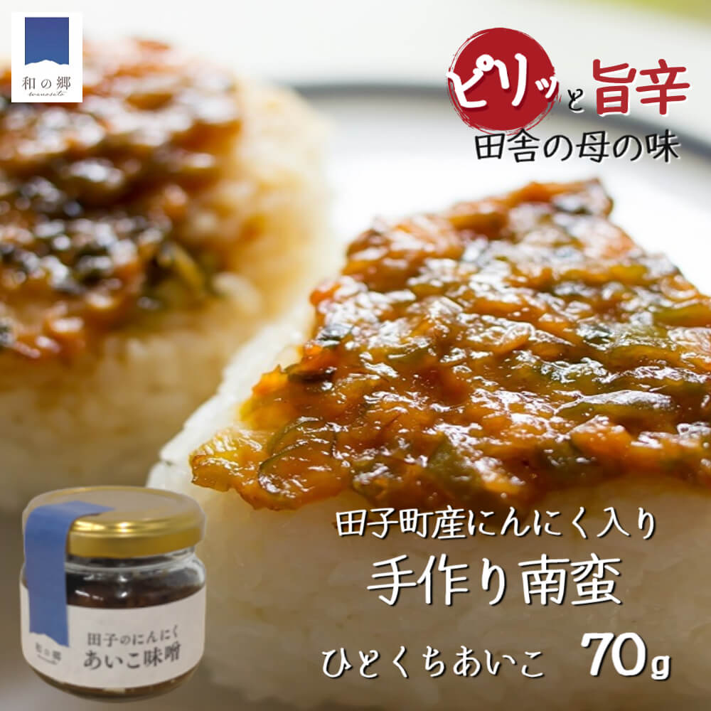 田子 にんにく味噌 南蛮味噌 70g ひとくちあいこ 無添加 手作り ピリ辛 ニンニク 味噌 ご飯のお供 南蛮 青森 にんじん ピーマン ごぼう 青とうがらし 具だくさん おかず味噌 お取り寄せ 添加物不使用 ポイント消化 送料無料