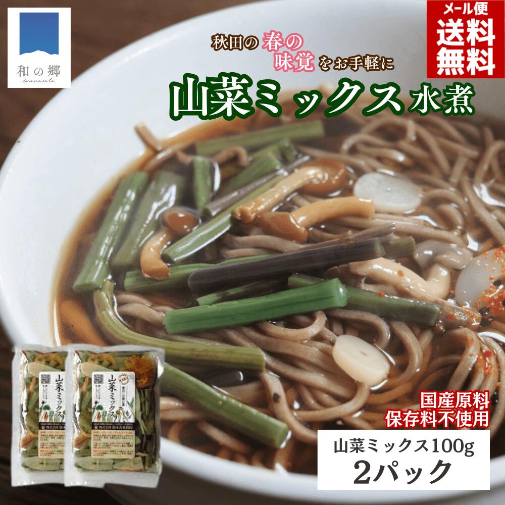 【4日20時から16時間限定10%OFF!】山菜ミックス 水煮 100g 2パック 秋田 国産 天然 ミズ ウワバミソウ 国産山菜 秋田県産 天然山菜 山菜水煮 保存料不使用 着色料不使用 山の幸 ポイント消化 買いまわり メール便 送料無料 健康