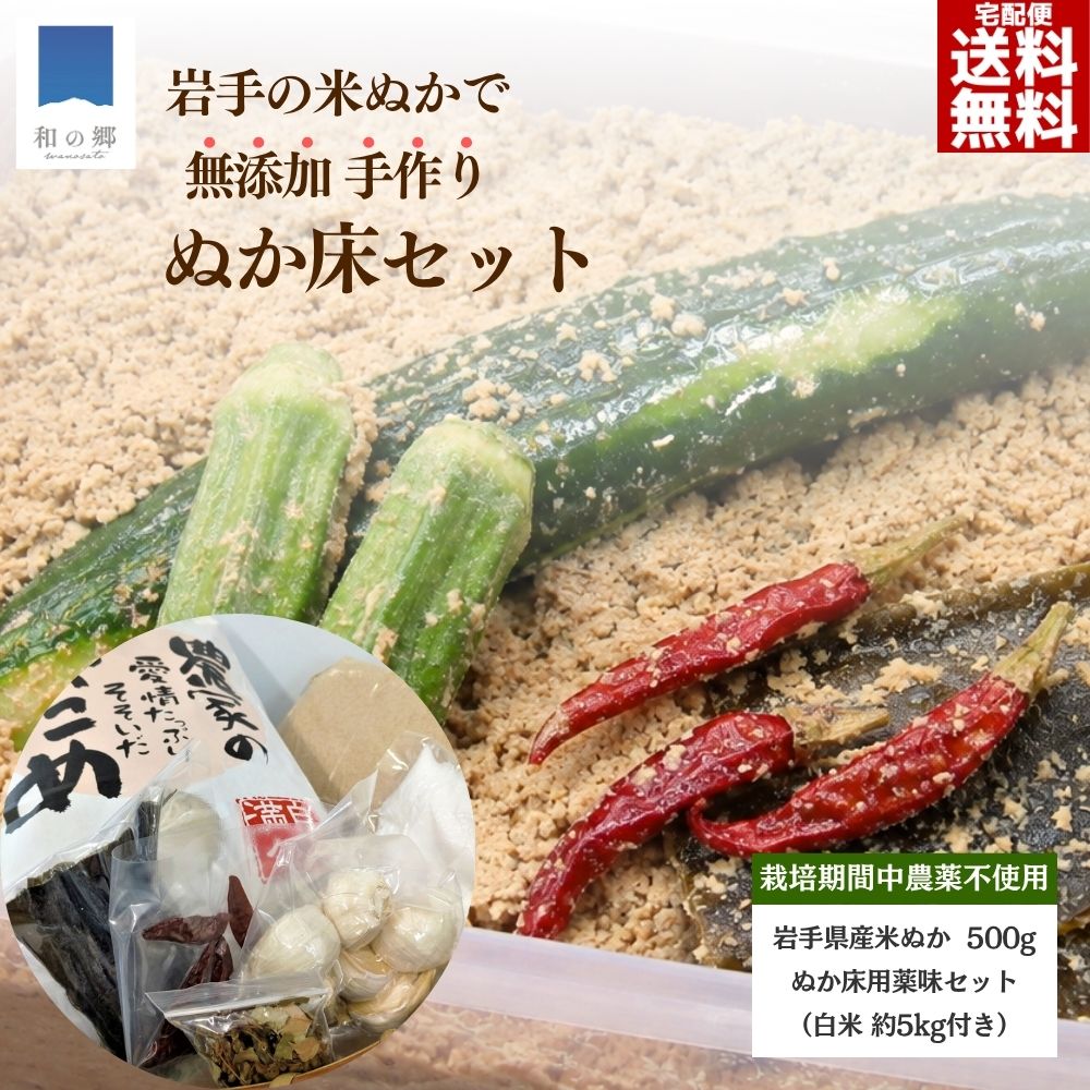 全品最大20%OFF&10日P5倍！【新米10月出荷予定】ぬか床 無添加 無農薬 500g 有元葉子監修 薬味 白米約5kg ぬか床セット 岩手県産 令和8年 国産米 米ぬか 米糠 ぬか漬け 漬物 初心者 簡単 手作り 美味しい 腸活 菌活 発酵食品 送料無料