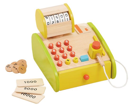 森のくるくるピッピ!レジスター 814109 木のおもちゃ レジ レジスター 日本円 知育 おもちゃ 木製 エド・インター おままごと ごっこ遊び お誕生日 クリスマス プレゼント