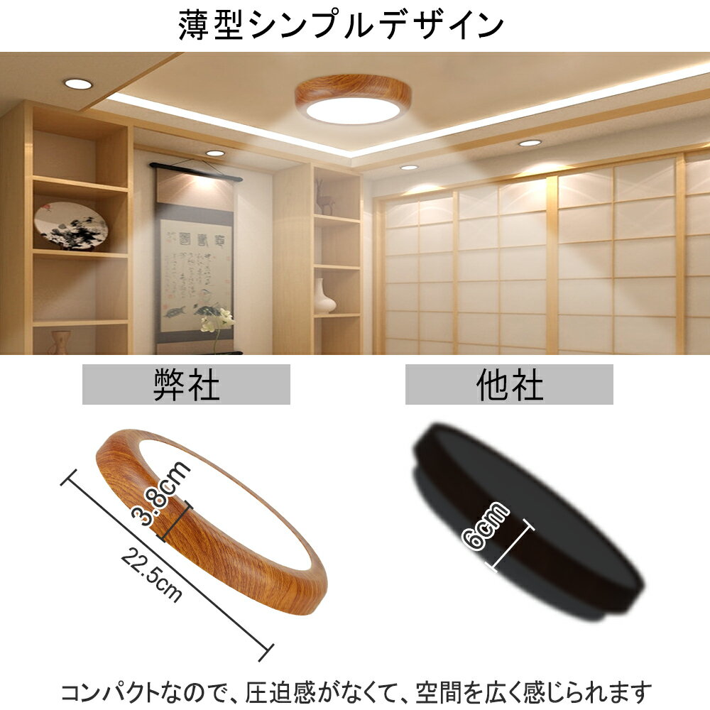 【300円クポーン配布中！】新型LED シーリングライト 6畳 和室 照明 木目調 led 調光調色 リモコン付き タイマー おしゃれ 18W コンパクト 居間 寝室 和風 玄関 天井 廊下 書斎 書房 新居 取付簡単 省エネ 長寿命【3年保証】