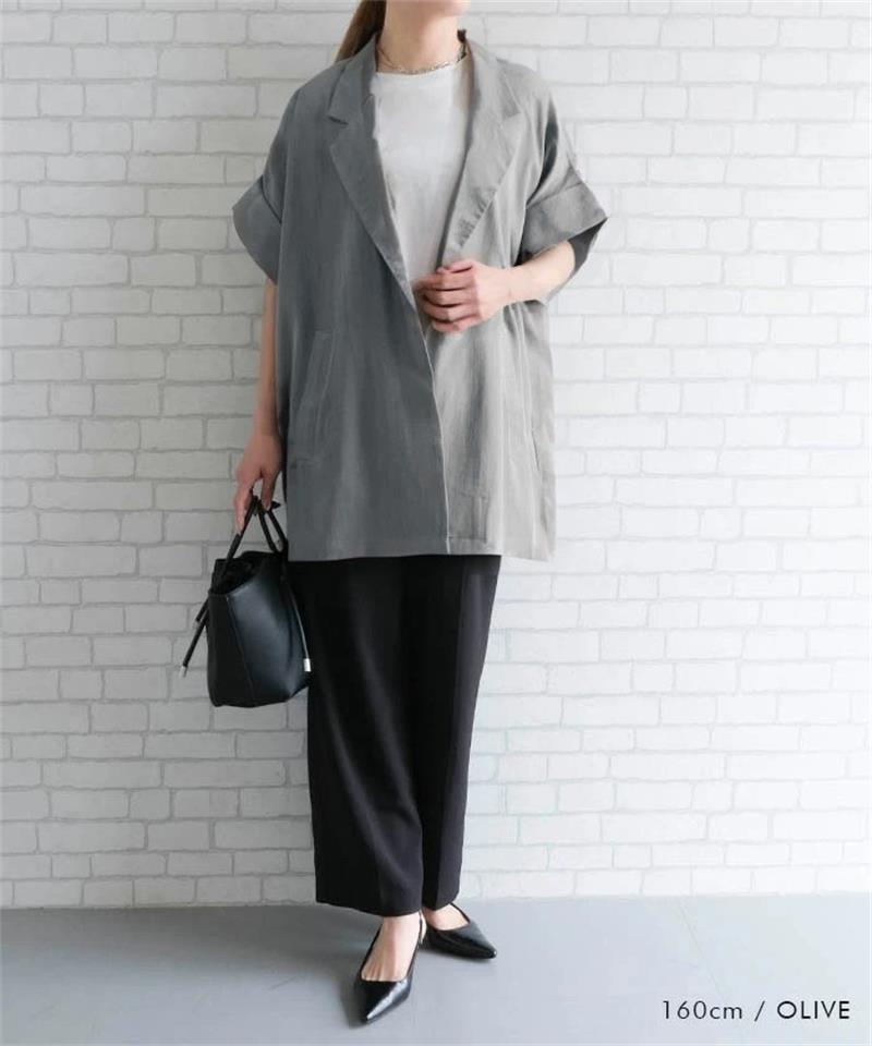 トップス レディース ジャケット シャツ トレンド 30代 40代 50代 春 春夏 夏 人気 カジュアル 半袖 春服 夏服 ゆったり きれいめ 長め ロング ルーズ テーラード 黒 白 シアー 大きいサイズ 2