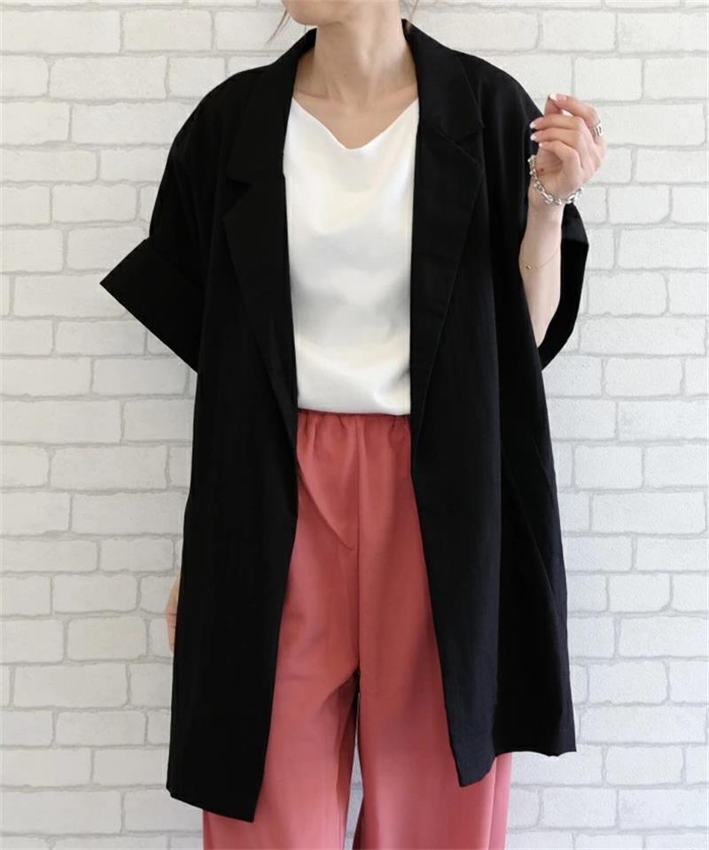 トップス レディース ジャケット シャツ トレンド 30代 40代 50代 春 春夏 夏 人気 カジュアル 半袖 春服 夏服 ゆったり きれいめ 長め ロング ルーズ テーラード 黒 白 シアー 大きいサイズ 3