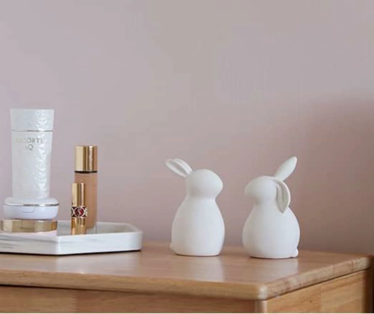 北欧雑貨2本ウサギ 陶磁器置物 白 耳 リビング飾り 退職 祝日 小さいプレゼント 年末 お年祝い プレゼ..
