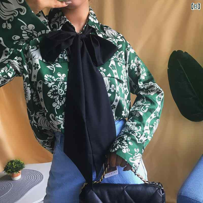 大きい リボン レトロ ロング 装飾 首元 飾り かわいい 白 黒 無地 ファッション ...