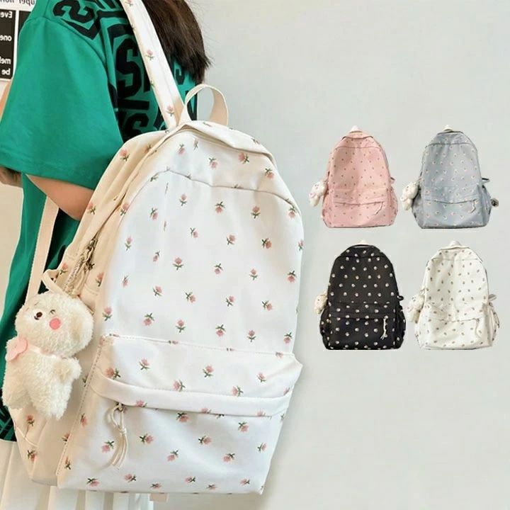 リュッ 高校生 中学生 おしゃれ アウトドア 白 黒 PC収納可能 カジュアル リュックサック バックパック 可愛い 花柄 レディース