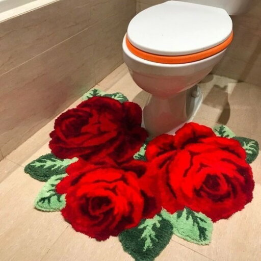豪華ローズフラワー型トイレマット 70×60cm ポリエステル製 滑り止め付 柔らかいフロアマット レッド ピンク 耐久性抜群 室内装飾 yyrb832 豪華ローズフラワー型トイレマット 70×60cm ポリエステル製 滑り止め付 柔らかいフロアマット レッド ピンク 耐久性抜群 室内装飾 yyrb832