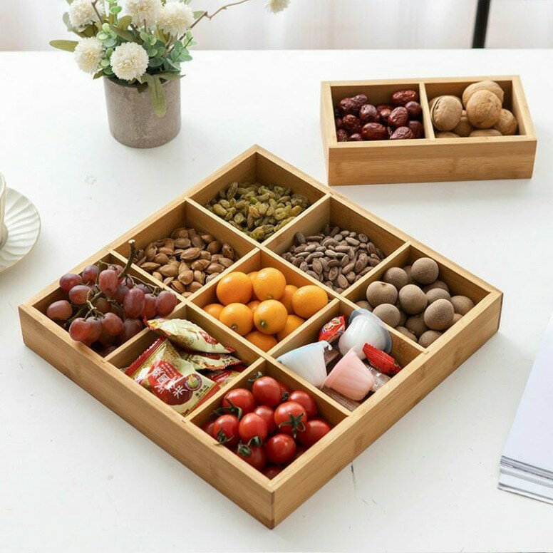 お菓子ケース 竹製 菓子器 トレー 菓子鉢 方形 9格子 33.5*35cm お菓子入れ 小物入れ スイーツ入れ 収納ボックス 北欧 おしゃれ ソーイングセット ナチュラル 来客 母の日 内祝い プレゼント お礼 結婚祝い 開店祝い 新築 2格子 3格子 4格子 6格子 長方形