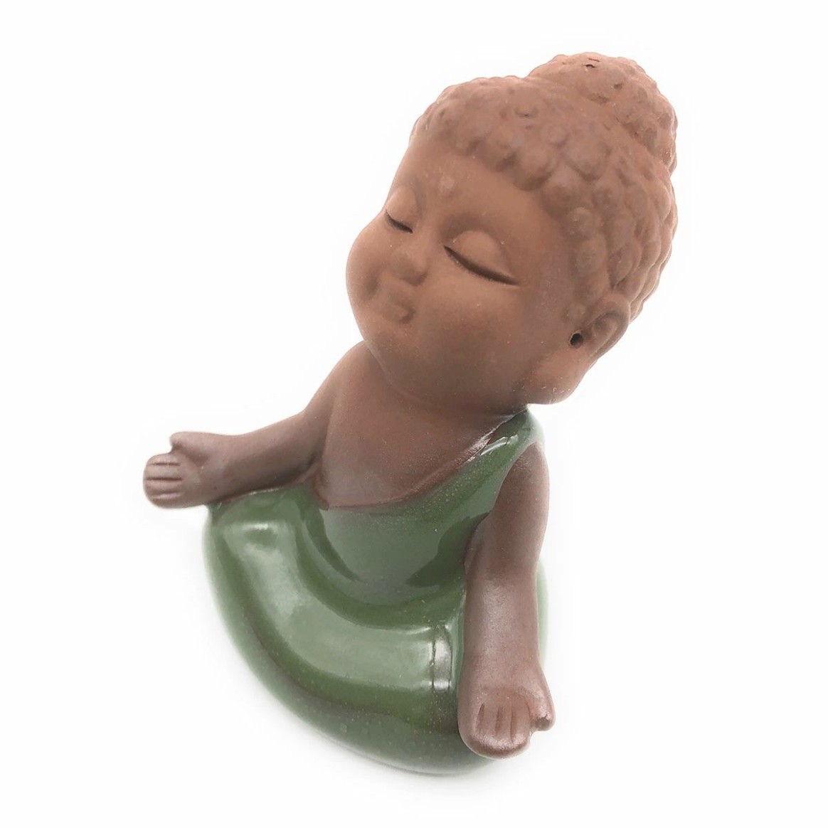 置物 茶玩 紫砂 瞑想するかわいい仏像 陶器製 (座禅) [2]