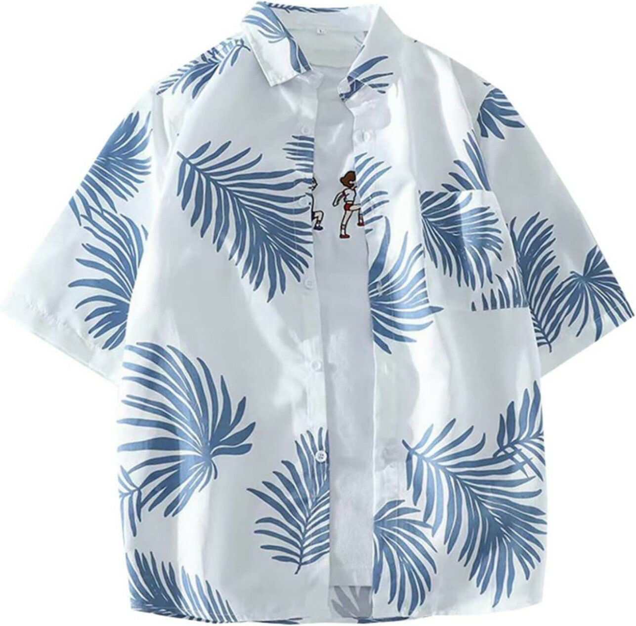 夏服 アロハシャツ カップル 薄手 通気性 速乾 涼感 UVカット 半袖シャツ リゾート ビーチ イベント 祭り カジュアルシャツ かっこいい 着回し ゆったり ハワイ風 葉柄 ブルー グリーン S-