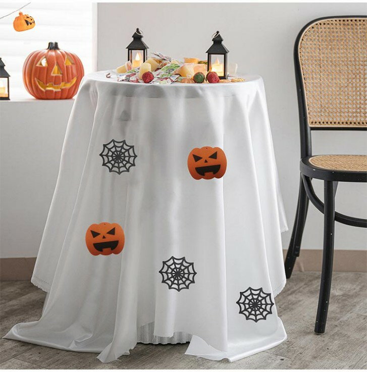 ハロウィン テーブルクロス 飾り 雰囲気 白 幽霊 かぼちゃ テーブルマット 食卓 デスクマット マット 食卓カバー ハロウィンパーティー イベント インテリア 装飾 大判