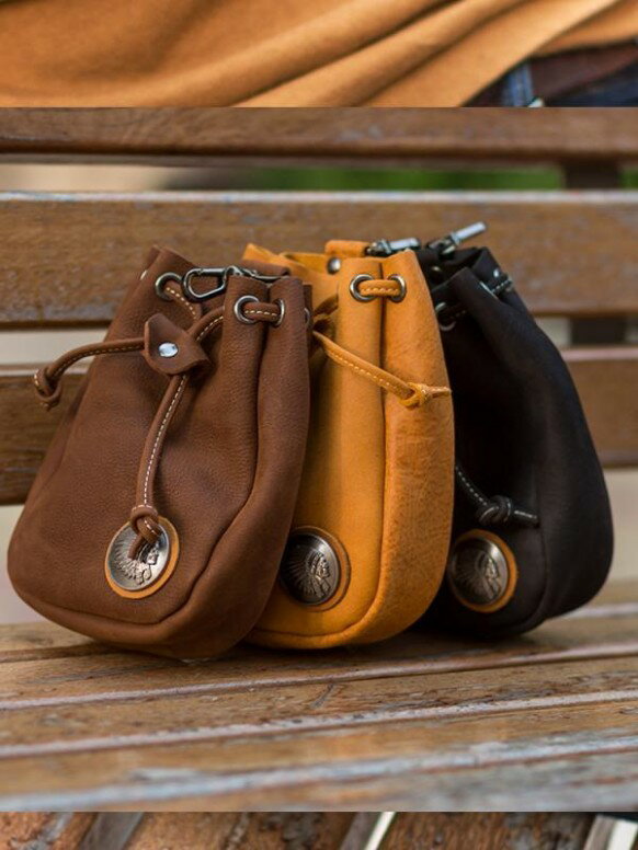 レッグバッグ バイク ウエストポーチ メンズ レディース レトロ ライディング 革 レザー イエロー ブラウン ブラック