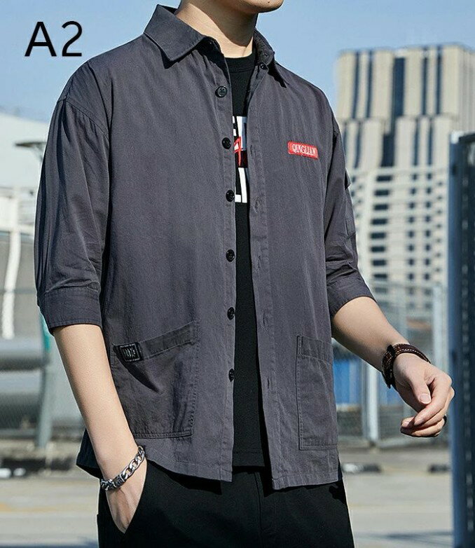 シャツ 夏服 シャツ メンズ 7分袖 無地 オーバーサイズ トップス ゆったり 開襟シャツ カジュアル シンプル オシャレ 吸汗速乾　トップス メンズ　シャツ メンズ 　カジュアル ベーシック コットン 大きいサイズ 春 夏 秋 冬 メンズ シャツ　男性