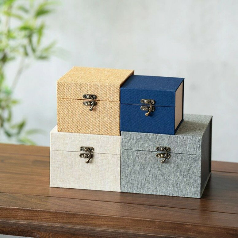 【10個セット】錦箱 麻布製 銅製留め具 紫砂壷包装 磁器包装 ギフトボックス リネン布 包装箱 高品質 ..