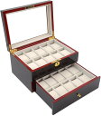 腕時計収納ケース 腕時計コレクションケース 時計 展示ボックス コレクションケース 時計 20本用 ウォッチ収納ボックス 木製 活用 腕時計 展示 透明窓 腕時...
