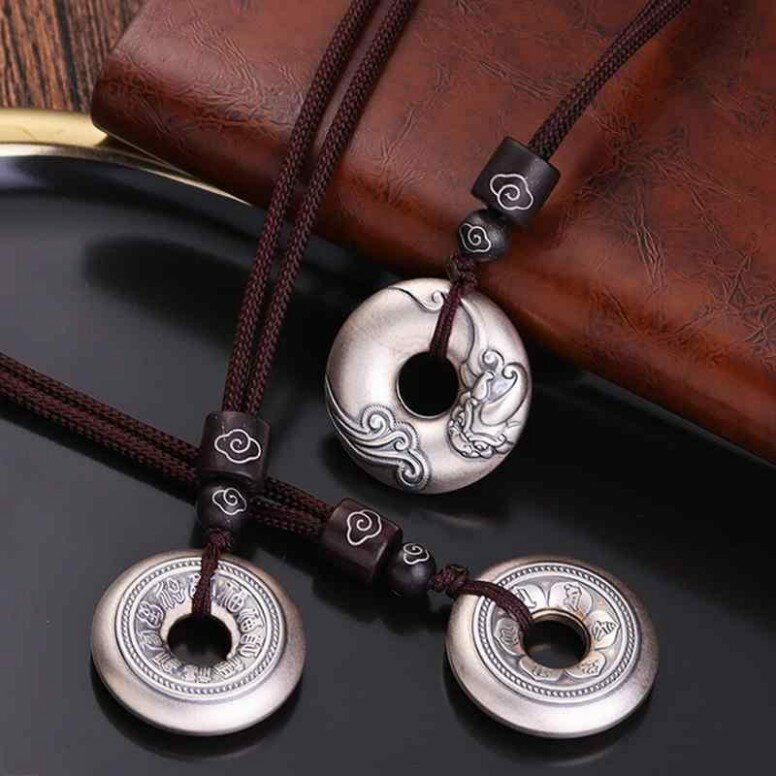 ネックレス メンズ 紐 レディース アクセサリ平安扣 貔貅 六字真言 百福 チャイナ風 おしゃれ プレゼント