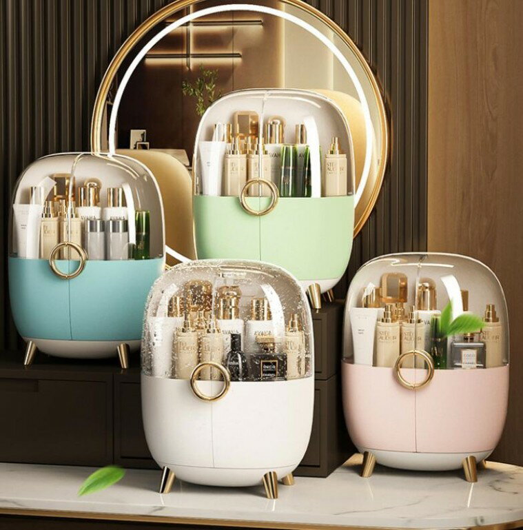 化粧品収納ボックス メイクボックス 持ち運びメイクポーチ ドレッサー 化粧品入れ コスメ収納 メイク収納 大容量 メイクケース ジュエリーケース 引き出し 蓋付き 防塵 防水 浴室 洗面所 収納 オシャレ かわいい