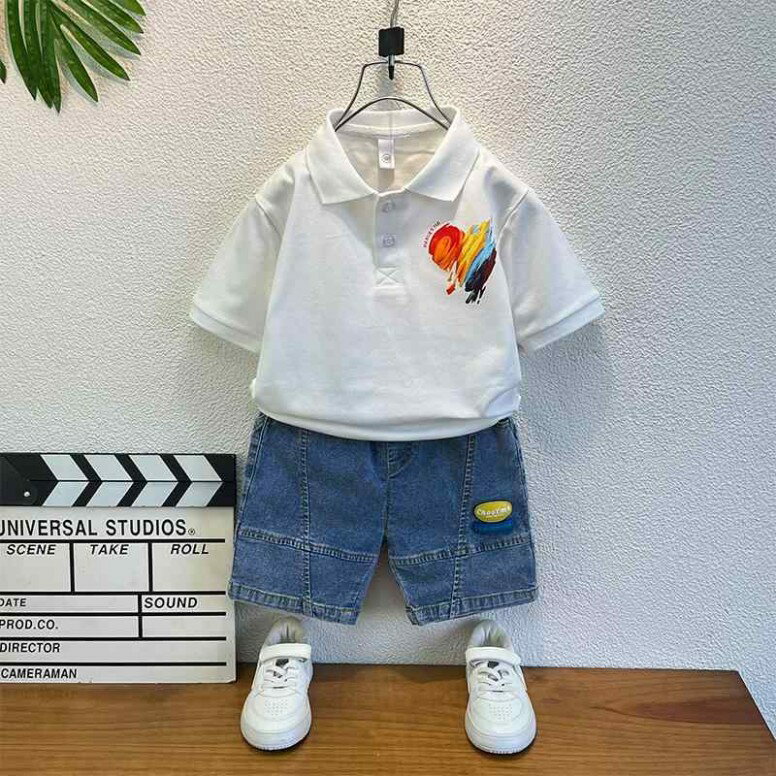 キッズ ファッション 男の子 かわいい おしゃれ かっこいい 韓国 子供服 高級 Tシャツ 半袖 ポロシャツ 夏 パンツ セット レイヤリング トップス ハート