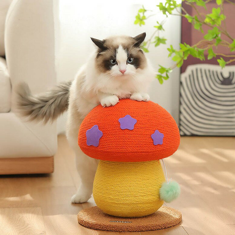 運動不足対策 ストレス発散 遊園地 おしゃれ キノコタイプ 爪とぎポール 爪とぎ おもちゃ ペット用 麻縄 ねこ 猫 28*34cm