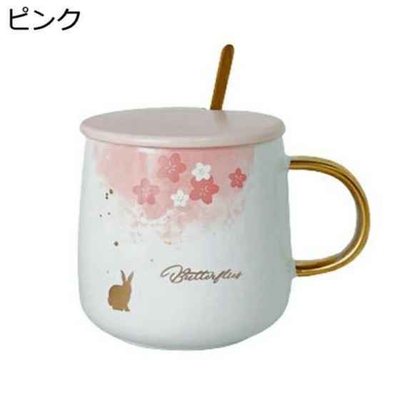 花柄 マグカップ コーヒーカップ おしゃれ 磁器 蓋付き 保温 耐熱 耐冷 スプーン付き 洗いやすい 食器 ティーカップ コーヒー お茶 牛乳 カップル 記念日 クリスマス プレゼント 大容量 400ml