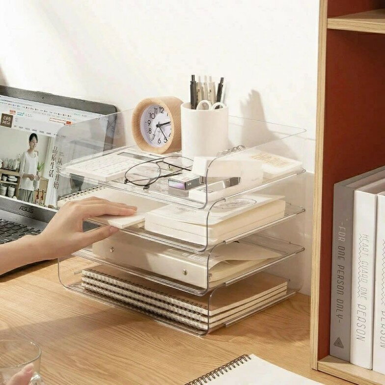 「スーパーセール期間中 10倍ポイントGET」レタートレー A4 4段 透明 卓上 小物入れ クリア 書類 収納ケース トレー ファイル整理 収納 ボックス デ...