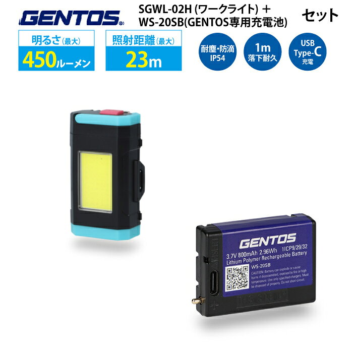 ＼ヘッドライト+専用充電池セット／ コンパクトライト 充電式 GENTOS ジェントス S...