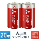 マンガン乾電池 赤 単1形 2本パック R20PD/2S 2本パック 10個セット(20本) 三菱