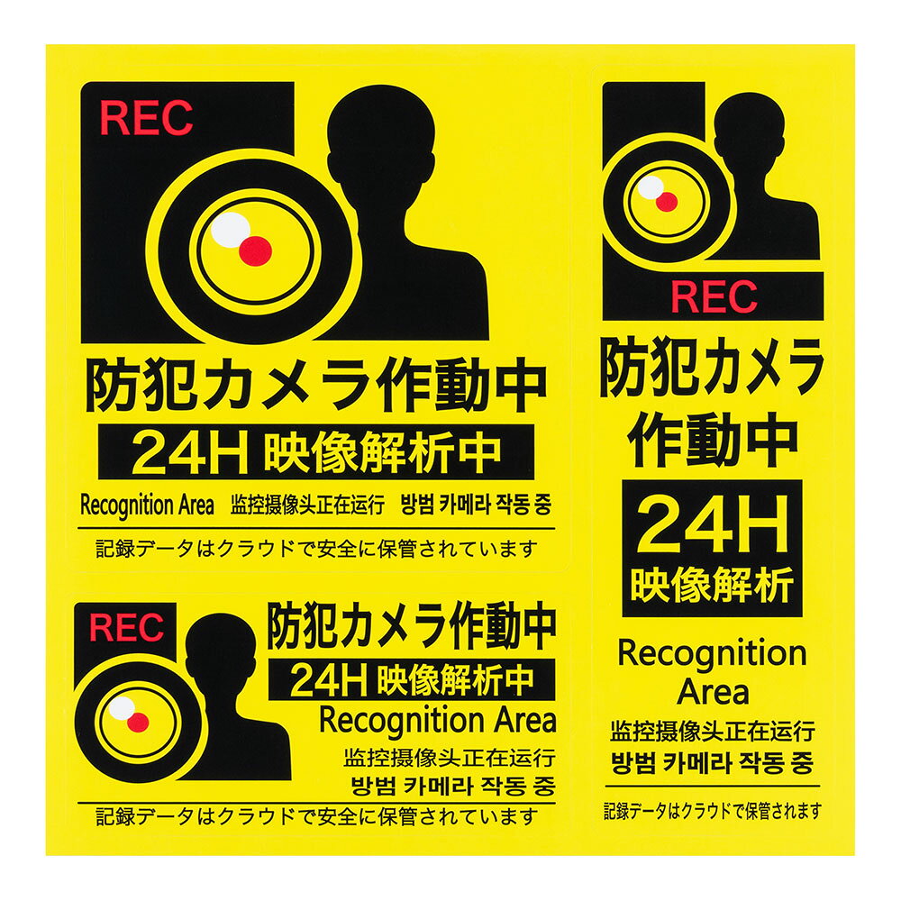 防犯 カメラ ステッカー 警備 3タイプセット 安心 REVEX リーベックス 貼るだけで...