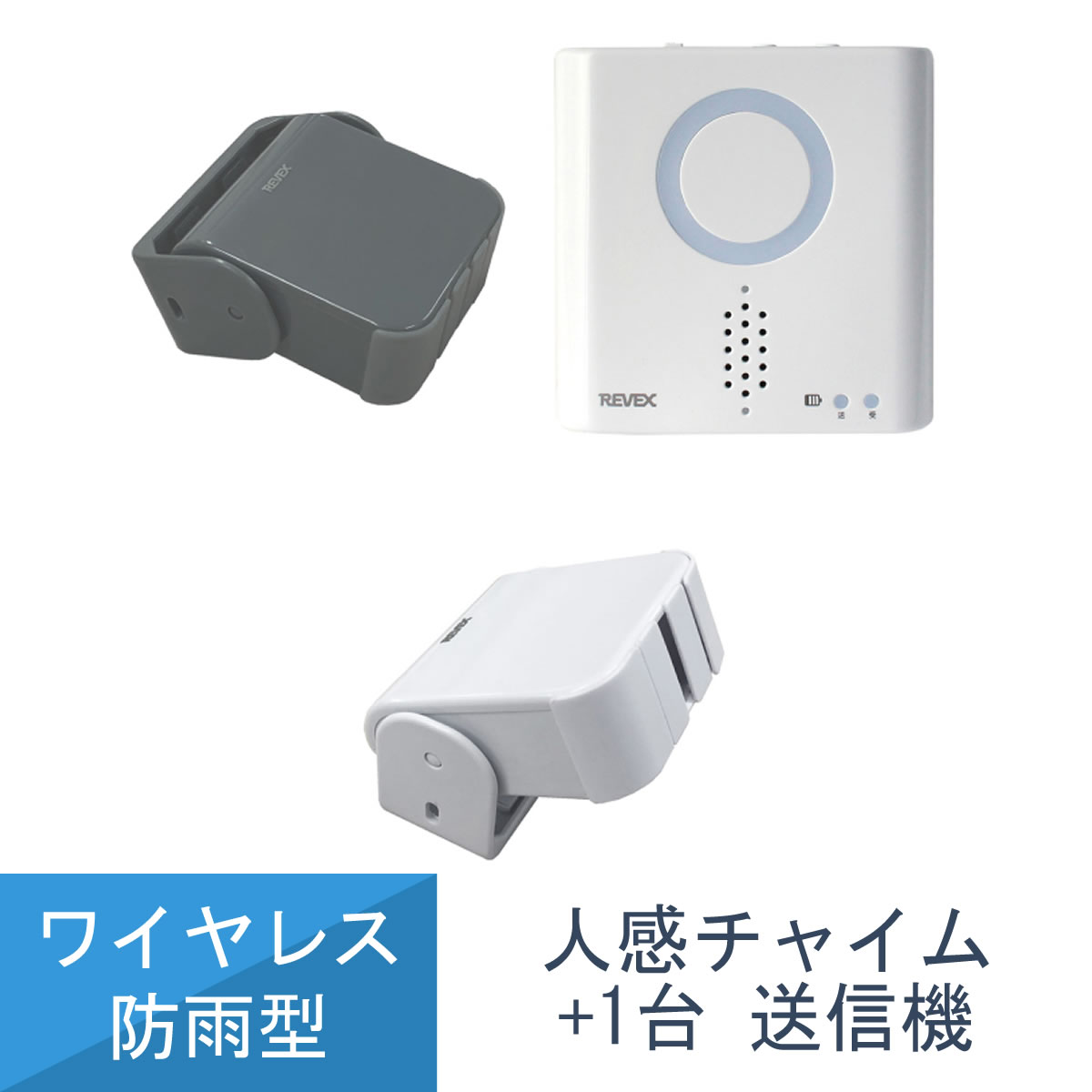 人感センサー チャイム セット ワイヤレス センサー 感知 人 動物 XP750 送信機 2台 リーベックス Revex