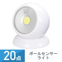 20個セット YAZAWA ボールセンサーライト 乾電池式 白色LED 人感・明暗センサー付 NBSMN45WH