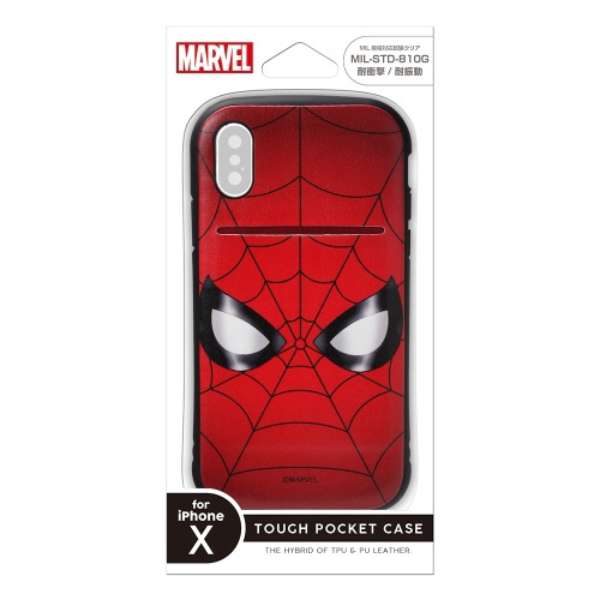 iPhone X ハードケース 耐衝撃 iPhoneX 用タフポケットケース MARVEL 3キャラクター （スパイダーマン/キャプテン・アメリカ/アイアンマン） PG-DCS