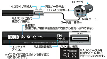 KD-195 Bluetooth FMトランスミッター セパレート 曲名表示 AUX | FM トランスミッター 充電 音楽再生 カーステレオ ラジオ シガーソケット 高音質 充電器 カーチャージャー カー用品 車で音楽 音楽 スマホ スマートホン iPhone 充電器 シガーソケット