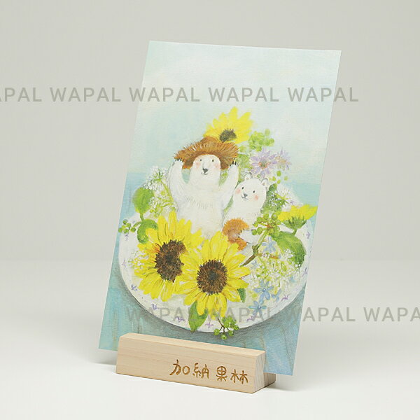 ポストカード おしゃれ かわいい 「ひまわりのおさら」 ハガキ デブ猫ちゃん 絵本作家 かのうかりん 加納果林 karin-post-073